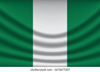 Fondo de la bandera nigeriana con textura de tela. Ilustración vectorial de la bandera nigeriana eps10. - Vector