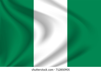 Nigeria flag background with cloth texture. Nigeria Flag vector illustration.