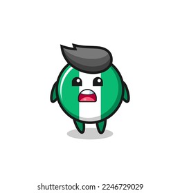 nigeria flag badge illustration with apologizing expression, saying I am sorry , cute style design for t shirt, sticker, logo element