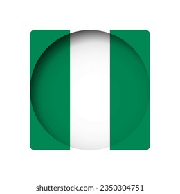 Nigeria flag - behind the cut circle paper hole with inner shadow.