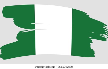 Textura de pintura de pincel de bandeira da Nigéria. Bandeira Grunge da Nigéria. Conceito de pincel emblema da Nigéria