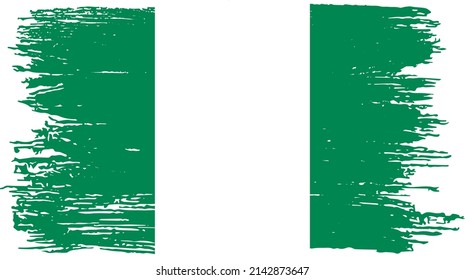 Nigeria flag with brush paint textured isolated  on png or transparent background,Symbol of Nigeria,template for banner,promote, design, and business matching country poster, vector  illustration