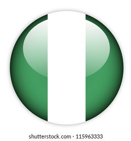 Nigeria flag button on white
