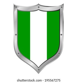 Nigeria flag button on a white background. Vector illustration.