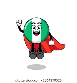 nigeria flag cartoon with flying superhero , character design