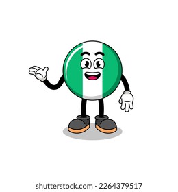 nigeria flag cartoon with welcome pose , character design