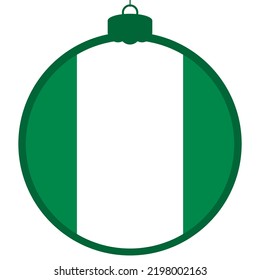 Nigeria flag - Christmas ball. Happy New Year and Merry Christmas card. 