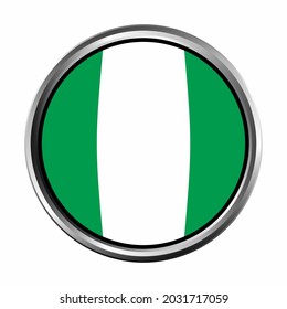 nigeria flag with chrome circle frame