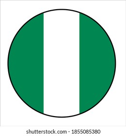 Nigeria Flag circle Button on white background for African concepts.