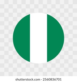 Nigeria flag - circle vector flag isolated on checkerboard transparent background