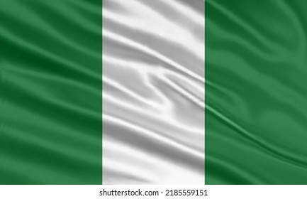 Nigeria Flag Design. Waving Nigerian Flag Made Of Satin Or Silk Fabric. Vector Illustration.