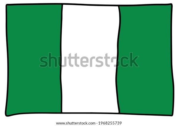 nigeria-flag-doodle-hand-drawing-sketch-vetor-stock-livre-de-direitos