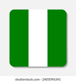 Nigeria flag flat icon. Square vector element with shadow underneath. Best for mobile apps, UI and web design.