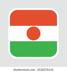 NIGERIA flag, flat vector square with rounded corners and white border. vector illustration	