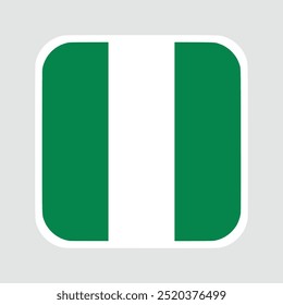 NIGERIA flag, flat vector square with rounded corners and white border. vector illustration	