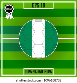 Nigeria. Flag, Football, Group, Circle on green stadium background, Vector icon in flat style. isolated. 