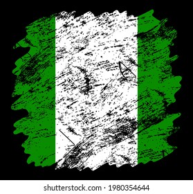 nigeria flag grunge brush background. Old Brush flag vector illustration. abstract concept of national background.