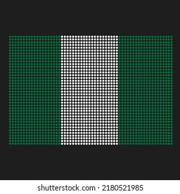 Nigeria flag with grunge texture in dot style. Abstract vector illustration of a flag with halftone effect for wallpaper. Happy Independence Day background concept