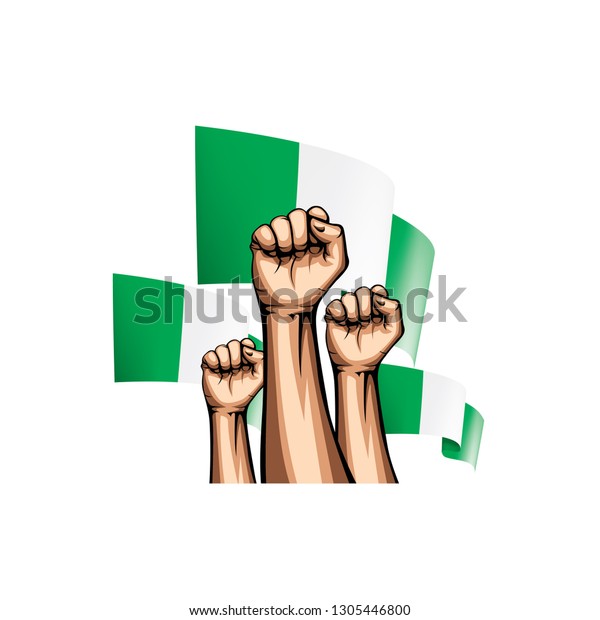 Nigeria Flag Hand On White Background Stock Vector (Royalty Free ...