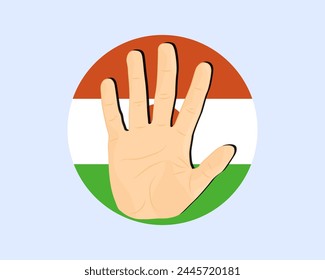 Bandera de Nigeria con señal de stop en mano, protesta e idea de derechos humanos, diseño de Vector, protesta en Nigeria, restricción o emblema prohibido, violación de la libertad de expresión, detener la guerra