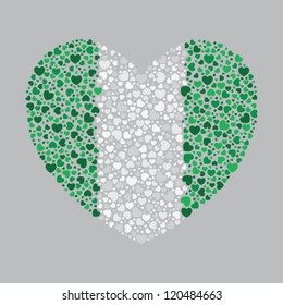 Nigeria flag in heart shape