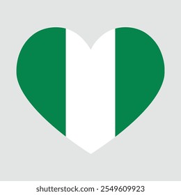 nigeria flag heart shaped, symbol of love. heart-shaped flags of African continent countries. Vector Illustration