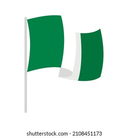 Nigeria flag icon. Flat illustration of Nigeria flag vector icon isolated on white background