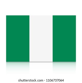 Nigeria flag icon with reflection isolated on white background.