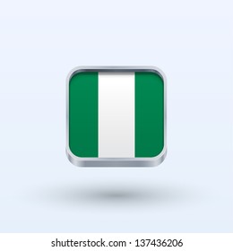 Nigeria flag icon square form on gray background. Vector illustration.
