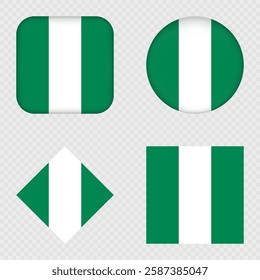 Nigeria Flag Icons Pack. Vector illustration.