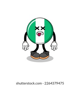 nigeria flag mascot illustration is dead , character design