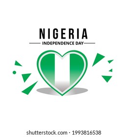 Nigeria flag in the middle of a heart ornament with original color