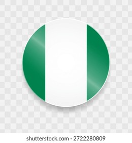 Nigeria Flagge auf Knopfdruck glänzend Glas