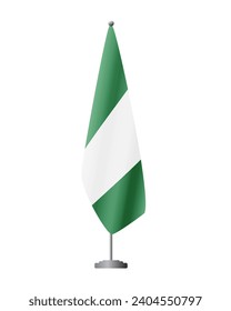 Bandera de Nigeria en el puesto de bandera para las reuniones oficiales, fondo transparente, vector