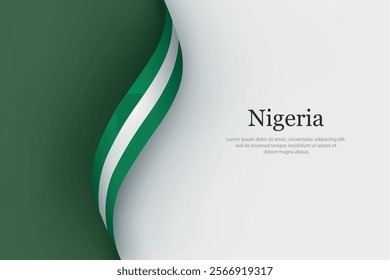Nigeria flag on Waving ribbon. Template for independence day