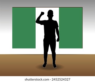 Nigeria flag paper texture, single-piece element, vector design, Nigeria flag taped on wall, decoration or celebration idea