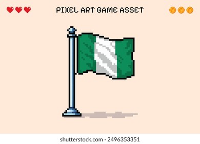 Nigeria Flagge Pixel Kunst Retro-Videospiel 2d Asset Illustration isoliert vektoriell Afrika Land Nation