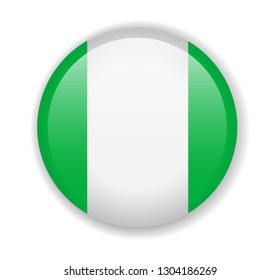 Nigeria flag round bright icon vector Illustration