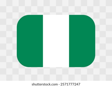 Nigeria flag - rounded rectangle colorful flag representing a country cultural identity and heritage. The essence of national pride and unity. Vector flag on transparent background.