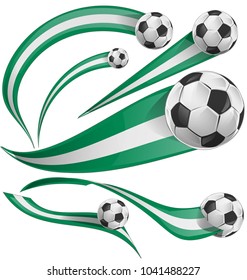 nigeria flag set with soccer ball isolatet on white