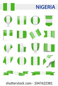 Nigeria Flag Set - Vector Illustration