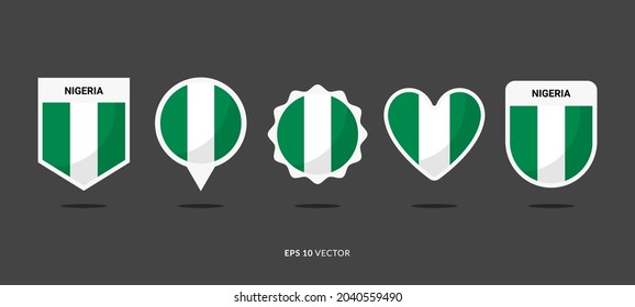 Nigeria Flag Set Vector Illustration. Good Used for Sticker, Logo, Icon, Clipart, Etc - EPS 10 Vector