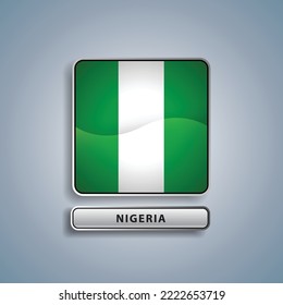 Nigeria flag square button vector illustration