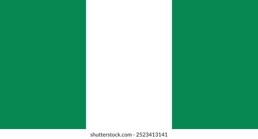 Bandera de Nigeria colores estándar, tamaño, proporciones correctas Ilustración vectorial editable eps diseño aislado para las celebraciones del Día de la Independencia 1 de octubre, propósito educativo, en línea, redes sociales, Sitio web