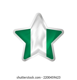 Bandera de Nigeria en estrella. Estrella de botón y plantilla de marca. Fácil edición y vector en grupos. Ilustración vectorial de bandera nacional sobre fondo blanco.