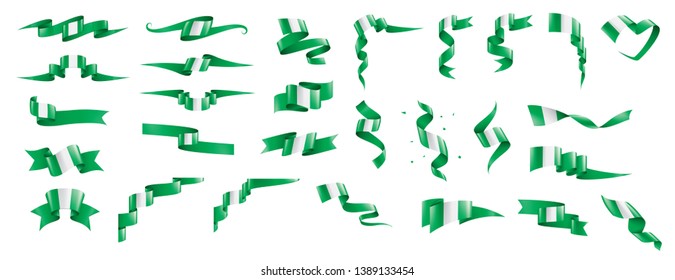 Nigeria flag, vector illustration on a white background.