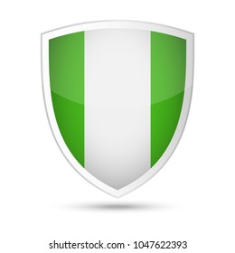 Nigeria Flag Vector Shield Icon - Illustration