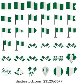 Nigeria flags icon set, Nigeria independence day icon set vector sign symbol