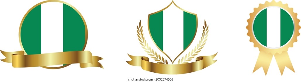 Nigeria flags. Symbols of countries map
