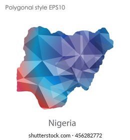 Nigeria in geometric polygonal style.Abstract gems triangle,modern design background. Vector illustration EPS10